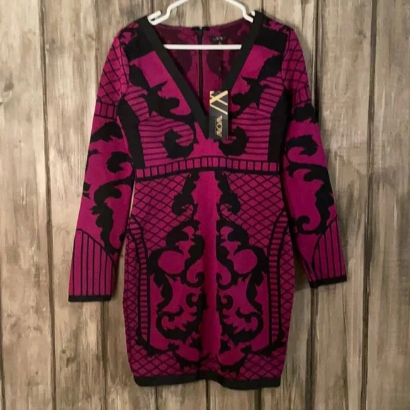 Wow Couture Dresses | Wow Gold Label Large Pink Long Sleeve Dress | Color: Black/Pink | Size: L | Pm-77286579's Closet